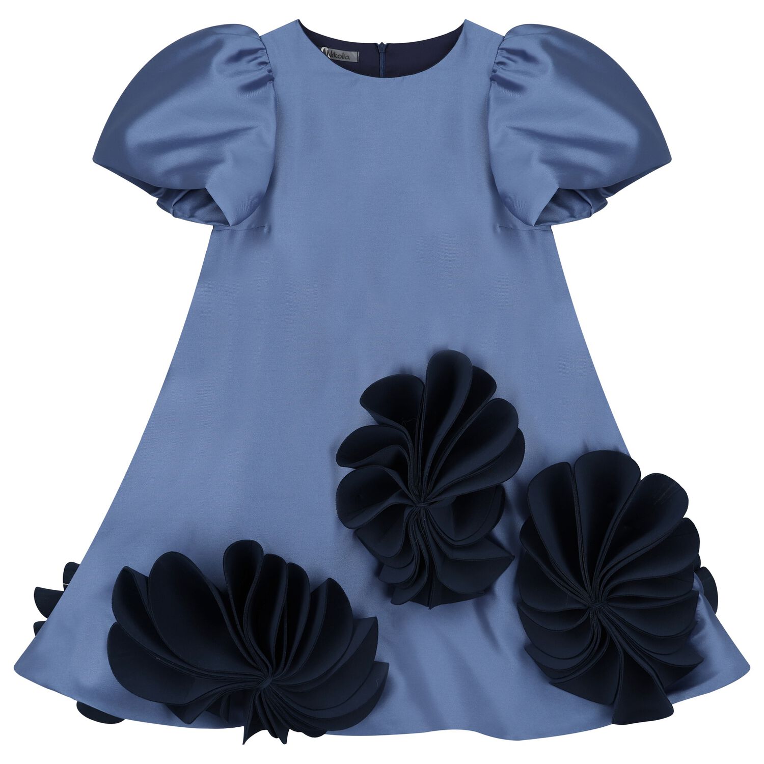 Girls Blue Floral Dress, 1, hi-res