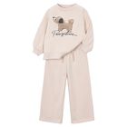Girls Beige Puppy Tracksuit, 1, hi-res