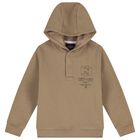 Boys Beige Logo Hooded Top, 2, hi-res