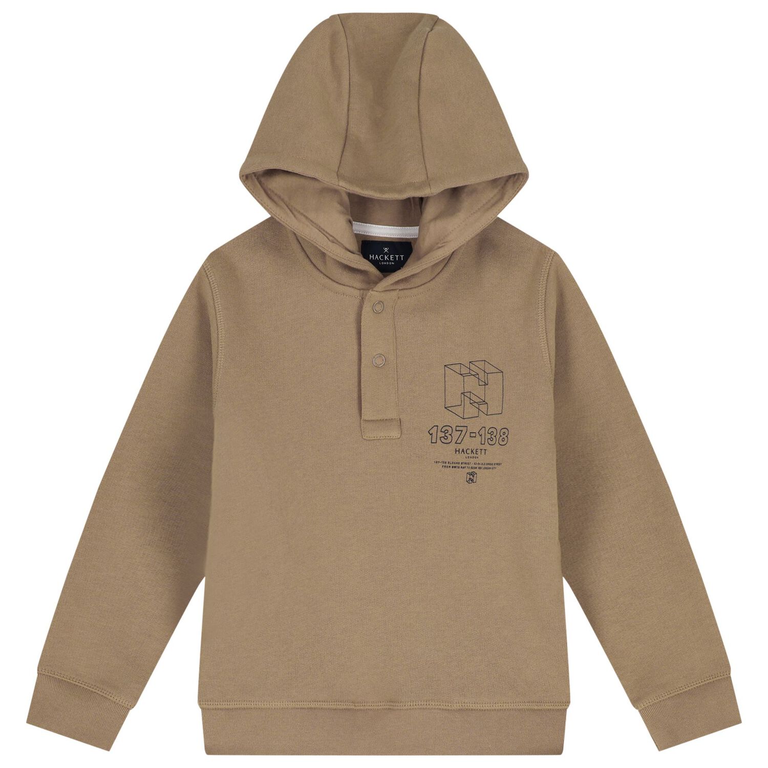 Boys Beige Logo Hooded Top, 2, hi-res