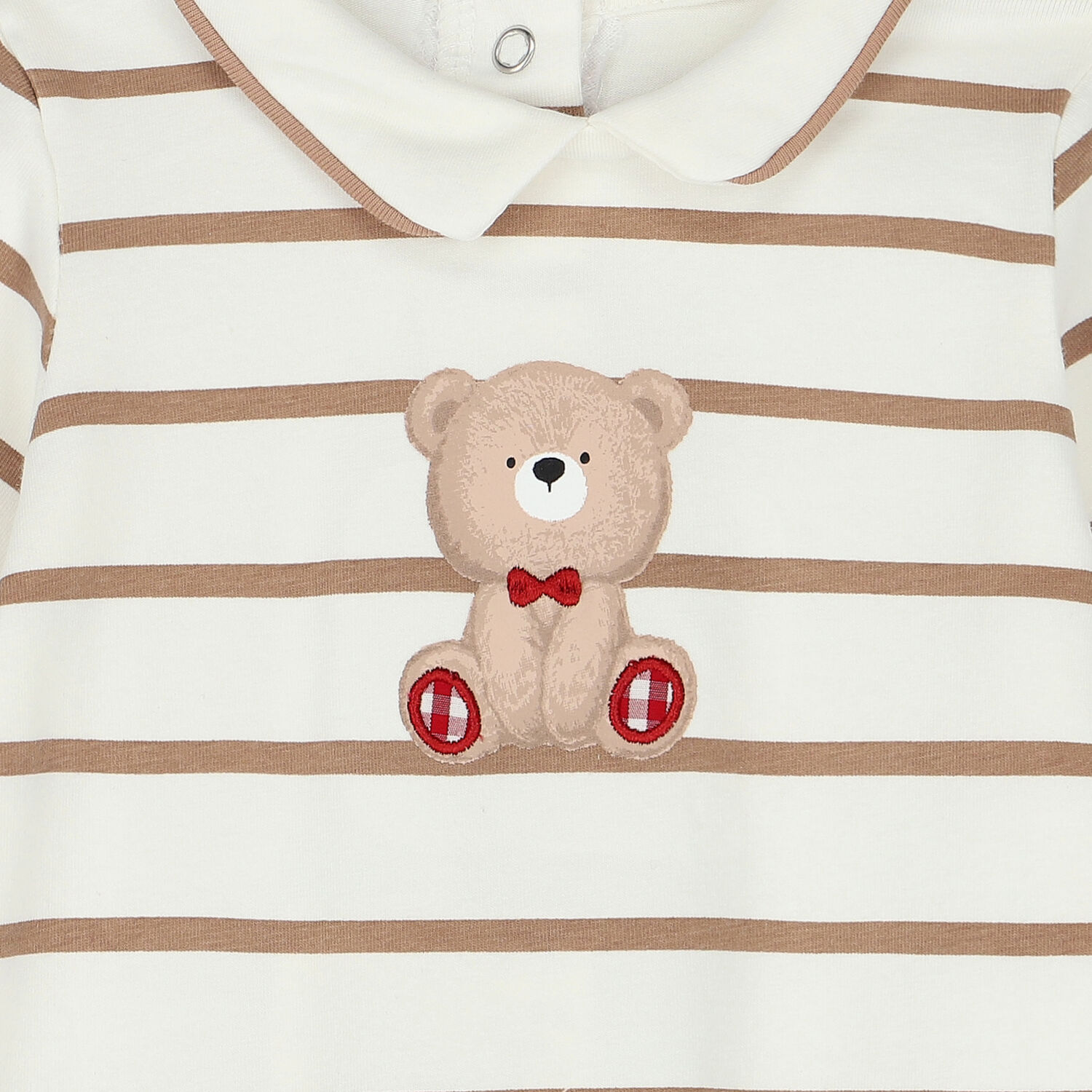 Boys Ivory & Beige Teddy Bear Babygrow, 1, hi-res image number null