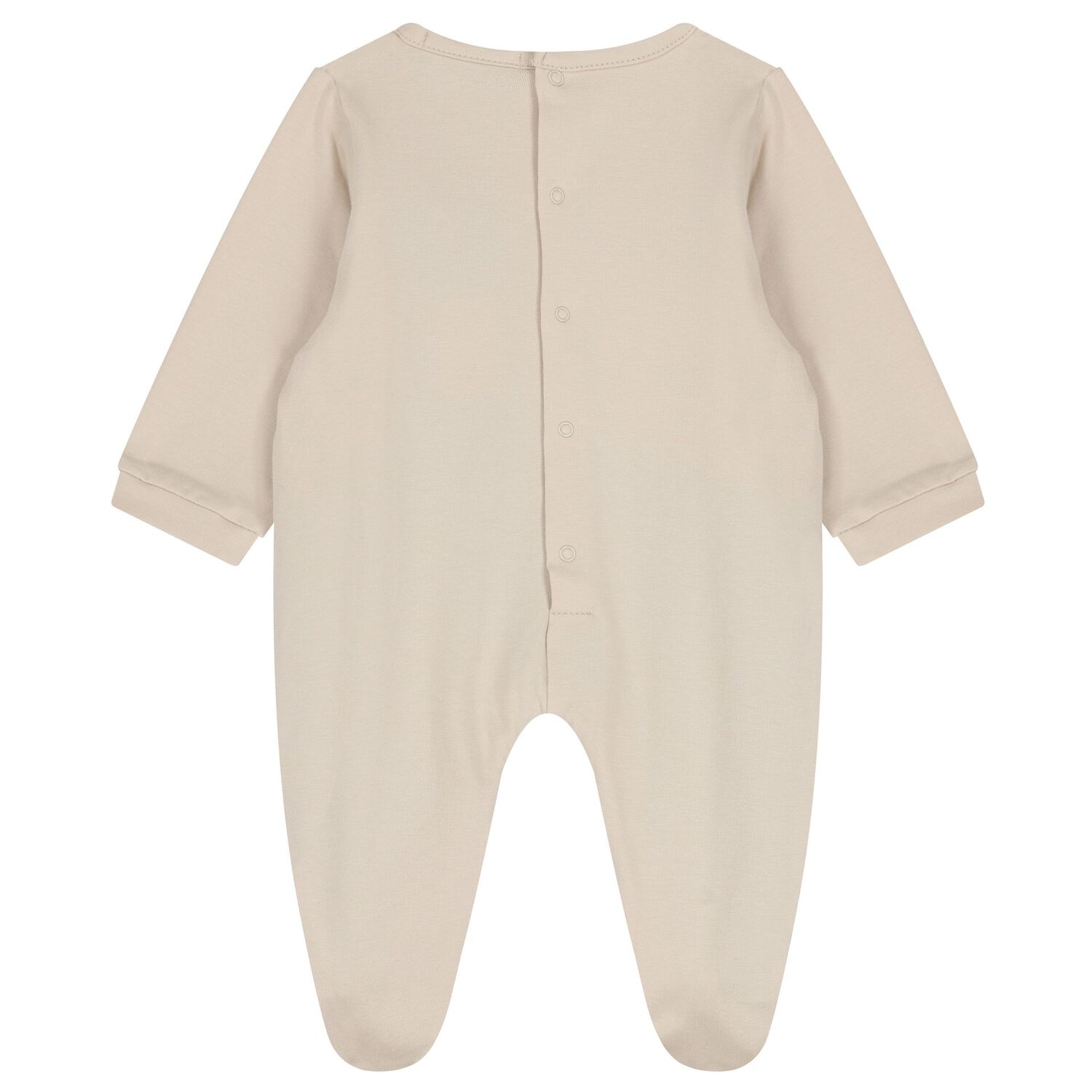 Baby Boys Beige, White & Navy Blue Logo Babygrow, 1, hi-res