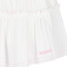 Girls White Zigzag Ruffle Dress, 1, hi-res
