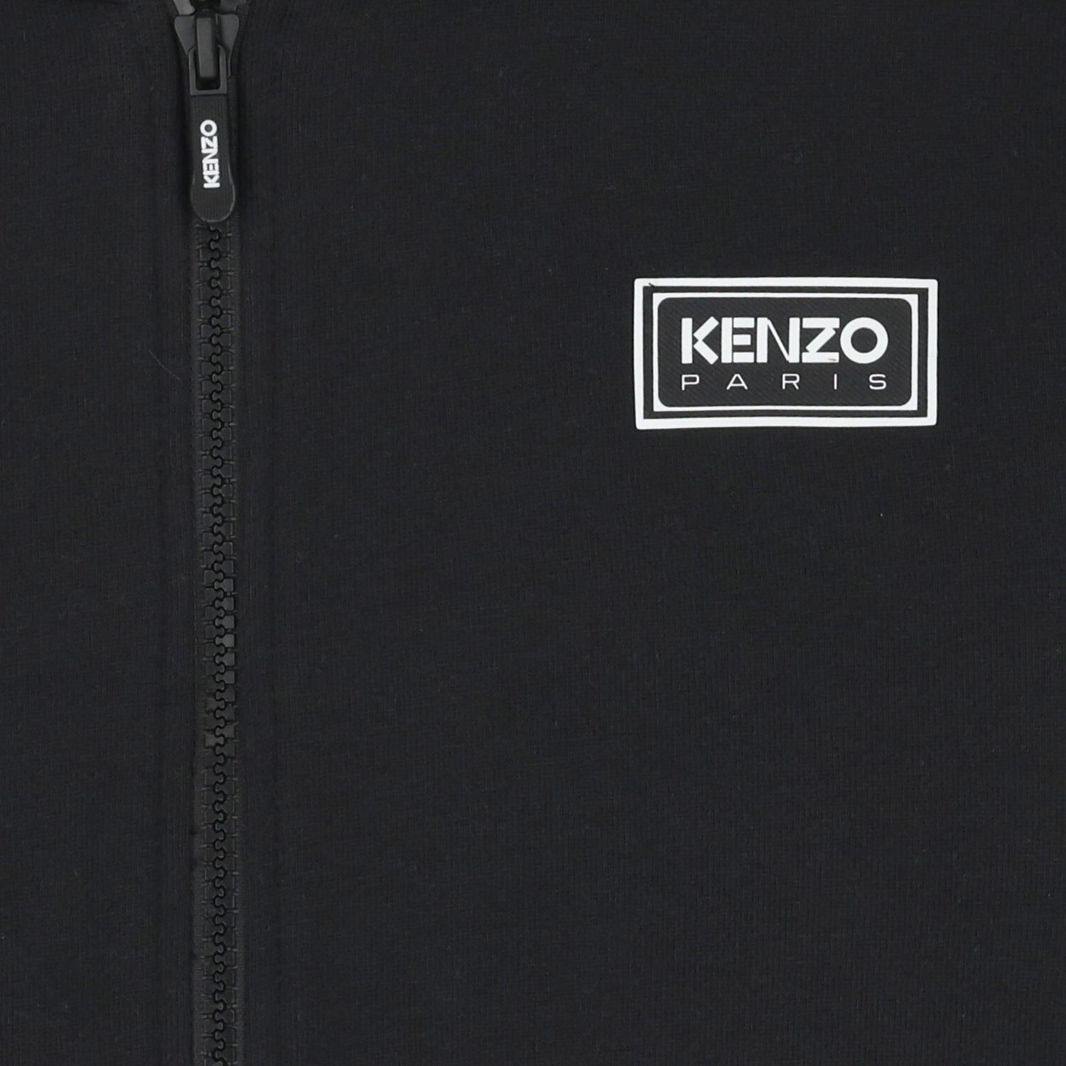 Boys Black Logo Hooded Zip Up Top, 1, hi-res
