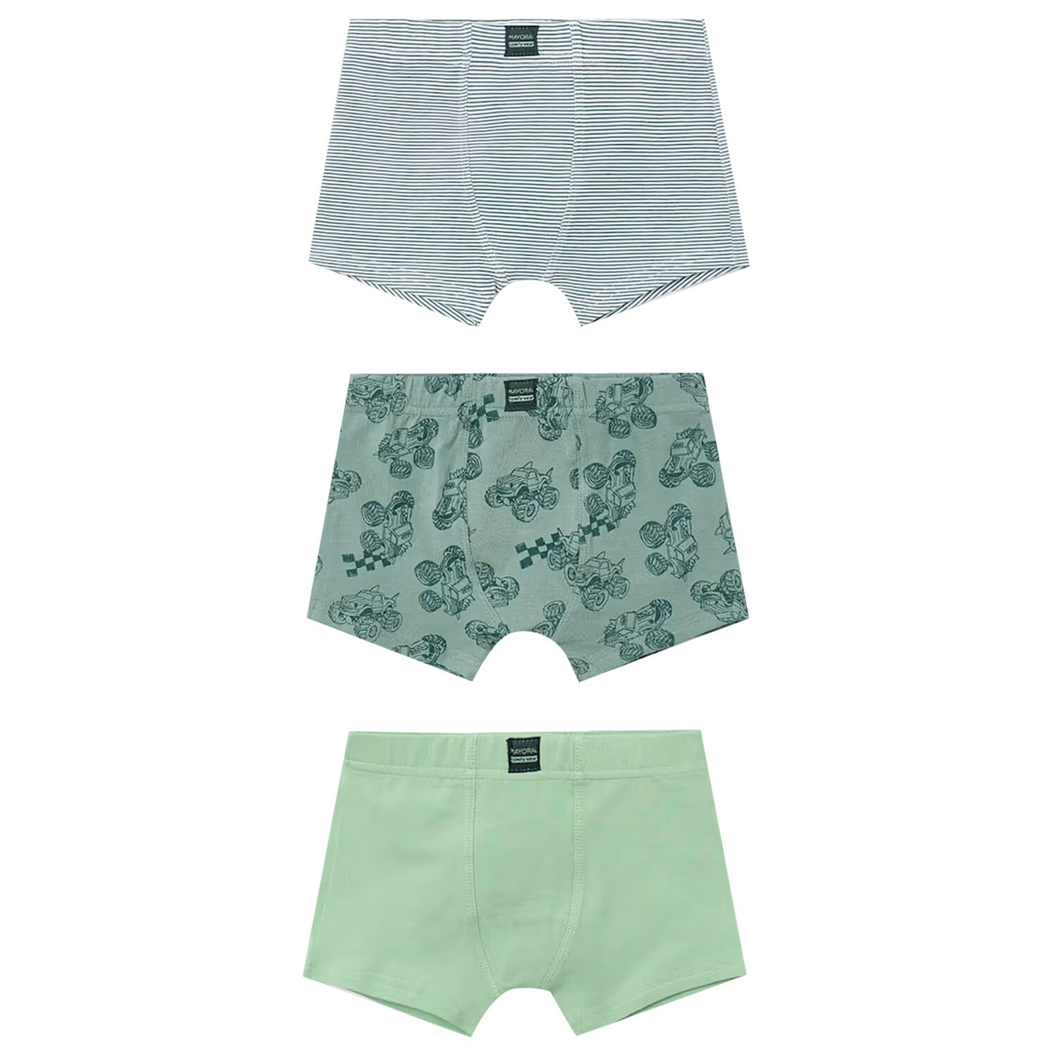 Boys White & Green Boxer Shorts ( 3-Pack ), 2, hi-res