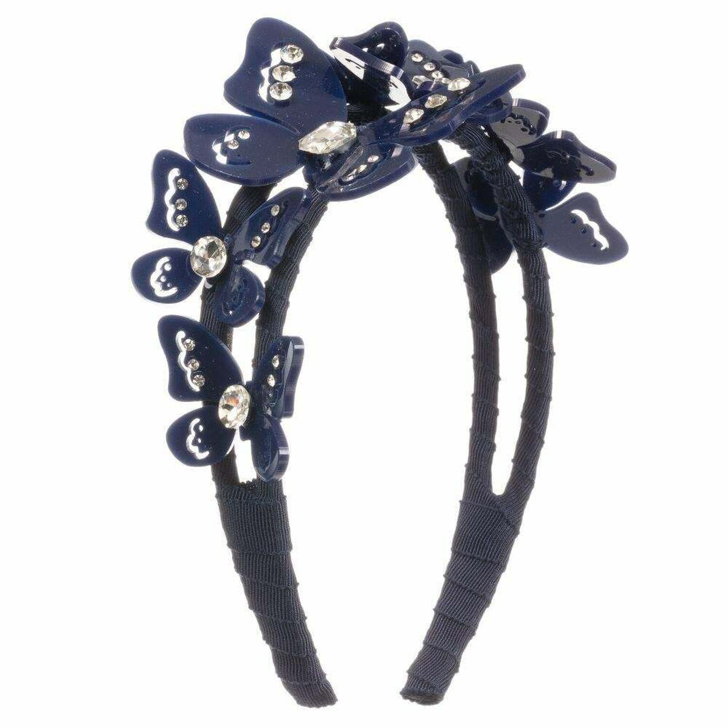 Girls Navy Butterfly Headband, 1, hi-res