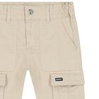 Boys Beige Logo Cargo Trousers, 2, hi-res