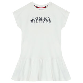 Girls White Logo Dress