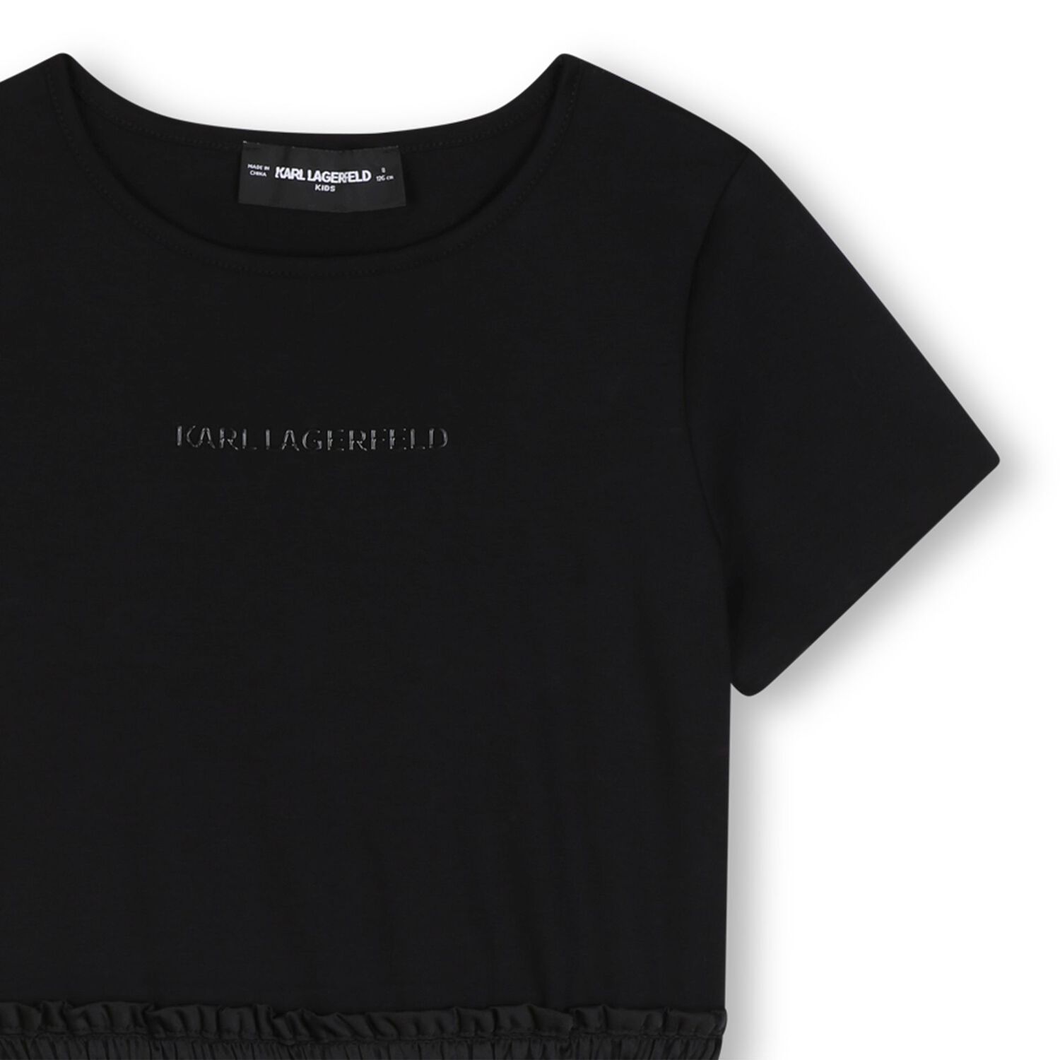 Mini Me Girls Black Logo Rhinestone Dress, 1, hi-res