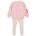 طقم ليجينز للبنات بطبعه زهور باللون البيج والوردى , 1, hi-res