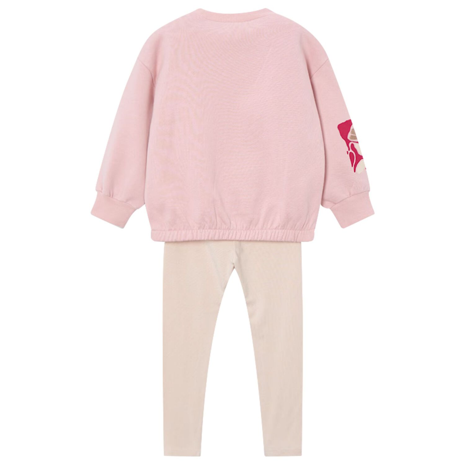 طقم ليجينز للبنات بطبعه زهور باللون البيج والوردى , 1, hi-res