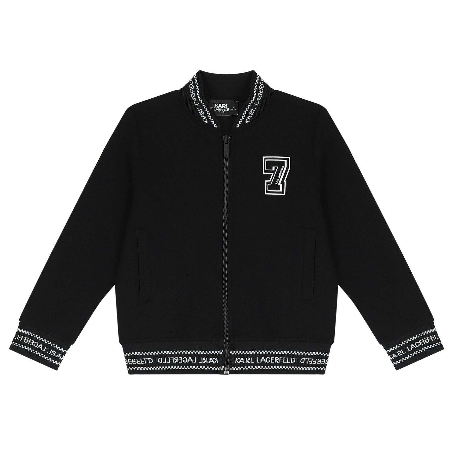 Boys Black Varsity Logo Zip Up Top, 1, hi-res image number null
