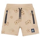Boys Beige Football Shorts, 1, hi-res