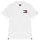 Boys White Logo Polo Shirt, 2, hi-res