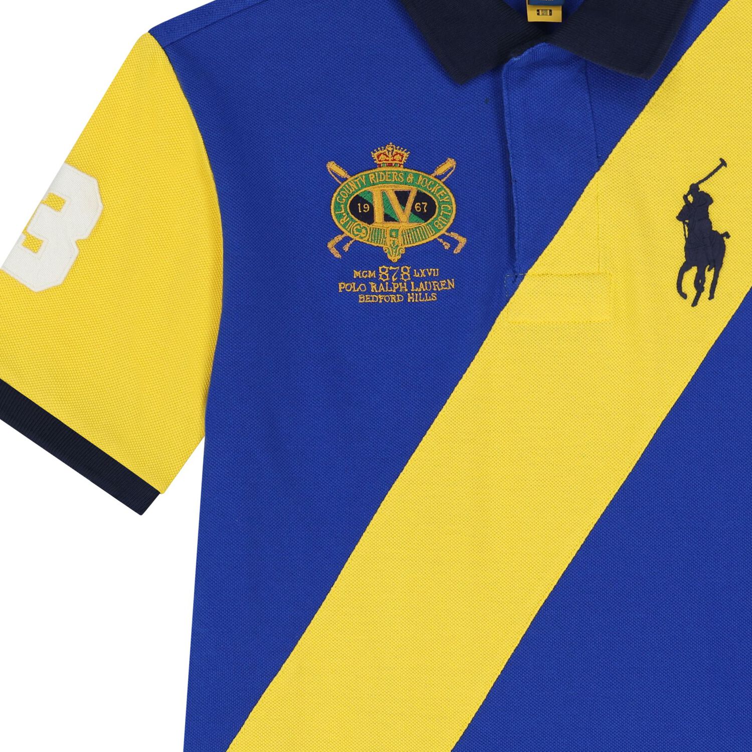 Girls Blue & Yellow Logo Polo Dress, 1, hi-res
