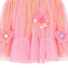 Girls Pink & Orange Flower Tulle Skirt, 1, hi-res
