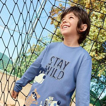 Boys Blue Bear Long Sleeeve Top