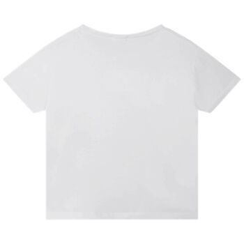Girls White Sequin Heart T-Shirt
