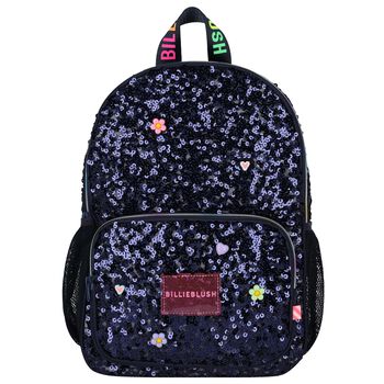 Girls Navy Blue Embellished Backpack ( 35cm )