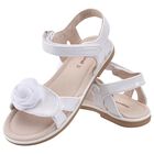Girls White Logo Flower Sandals , 1, hi-res