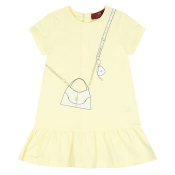 Younger Girls Yellow Bag Logo Dress