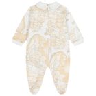White & Beige Geo Map Babygrow Gift Set , 1, hi-res