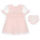 Younger Girls Pink Embellished Tulle Dress Set, 1, hi-res