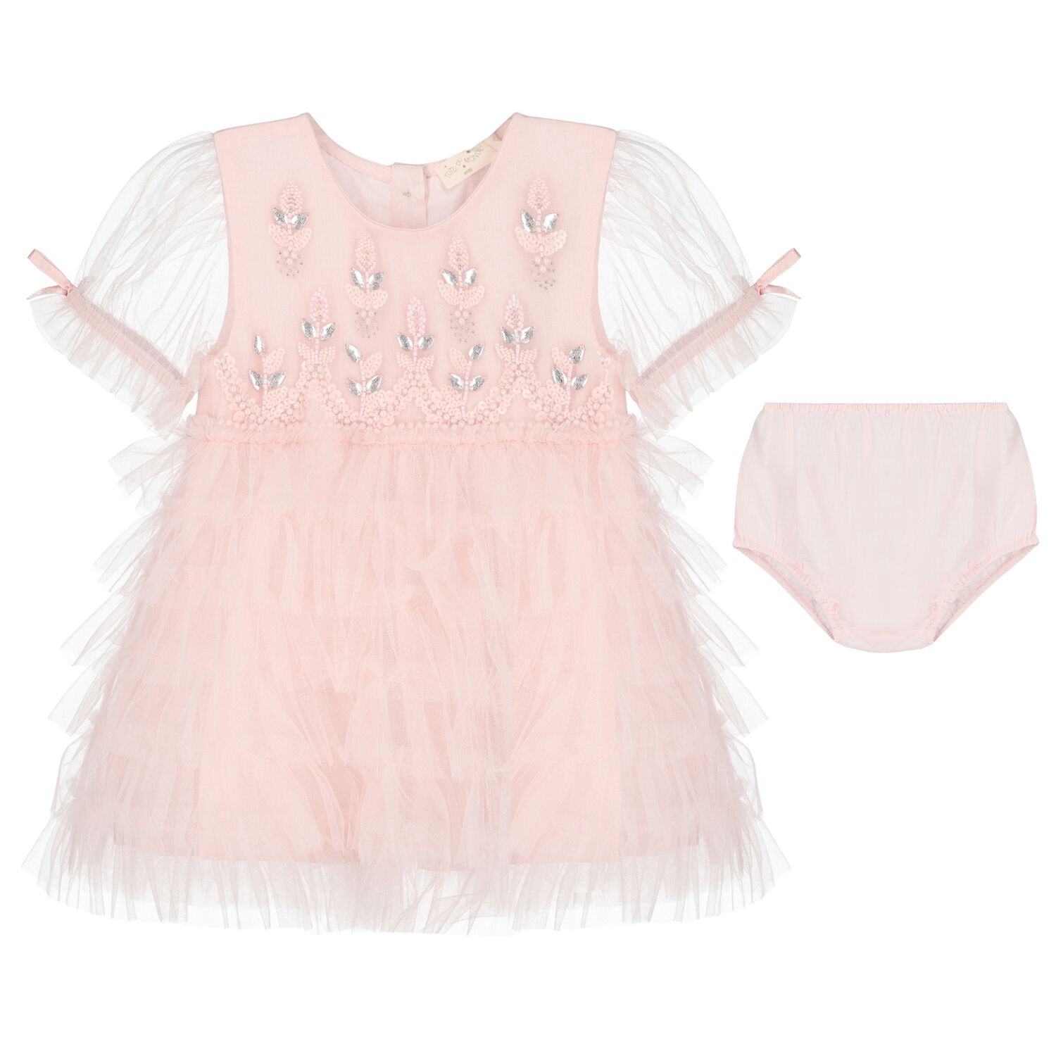 Younger Girls Pink Embellished Tulle Dress Set, 1, hi-res image number null