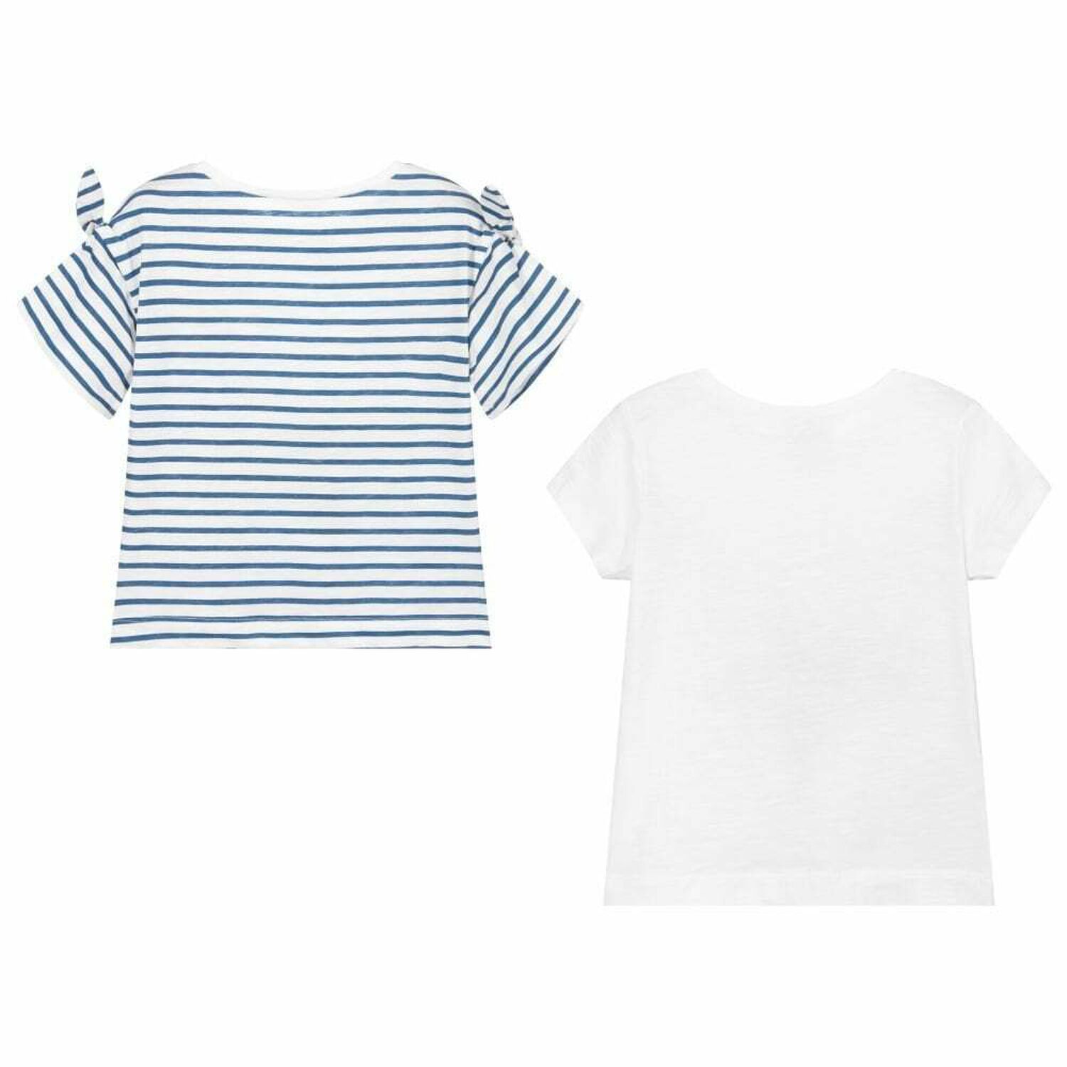 Girls White & Navy T-Shirt Set, 1, hi-res image number null