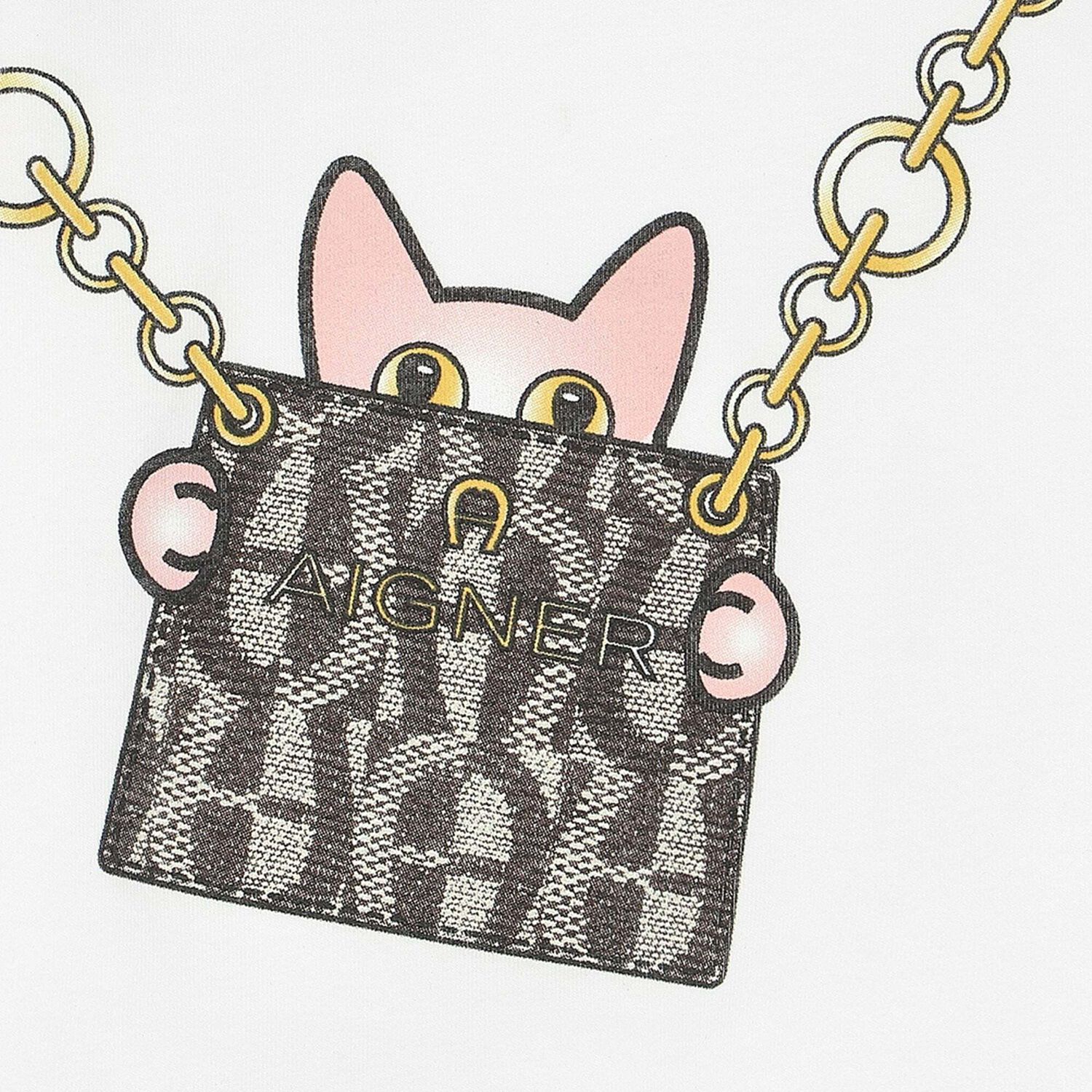 تيشيرت حقيبة باللون الابيض للبنات, 1, hi-res image number null