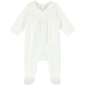 Baby Girls Ivory Logo Babygrow