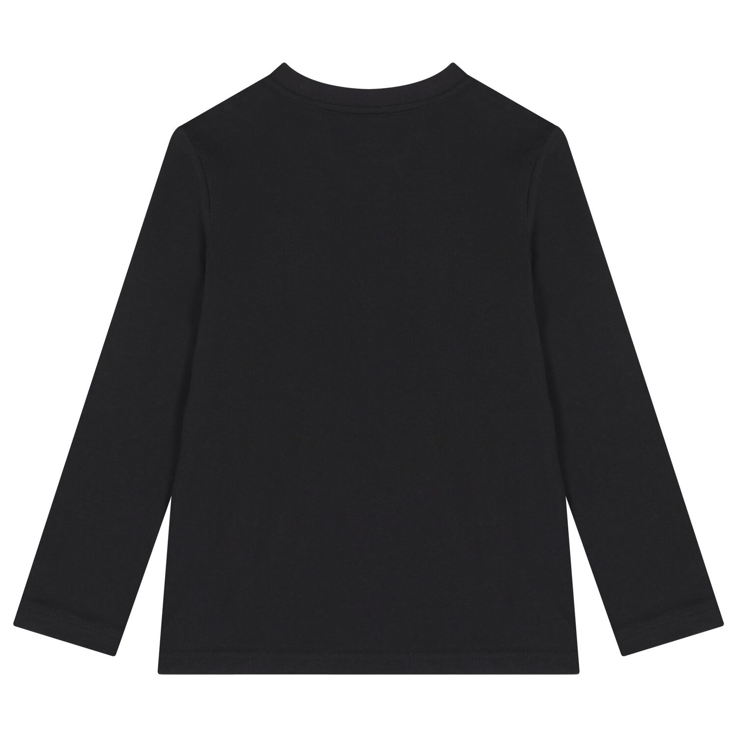 توب اولاد باكمام طويله بالشعار من القطن باللون الاسود والرمادى , 2, hi-res