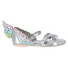 Girls Silver Butterfly Sandals, 1, hi-res