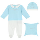 Baby Boys White & Blue Logo Babygrow Gift Set, 2, hi-res