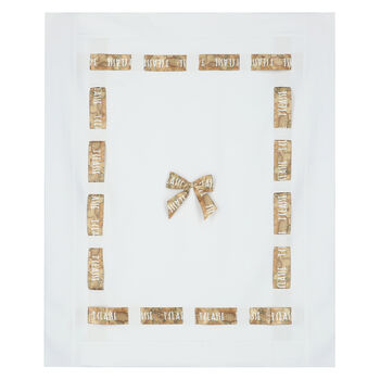 Girls White Geo Map Bow Baby Blanket