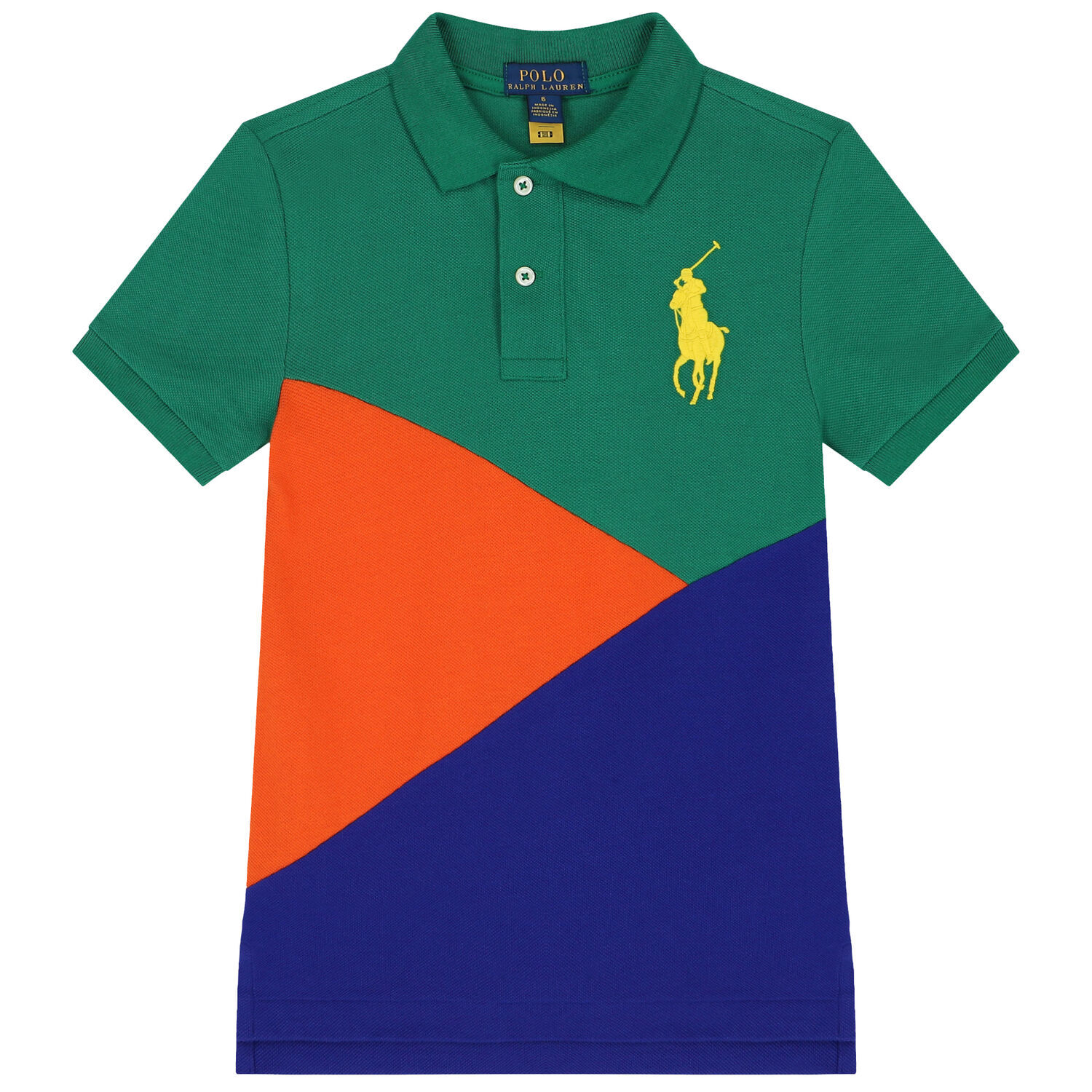 Boys Green, Orange & Blue Logo Polo Shirt, 2, hi-res