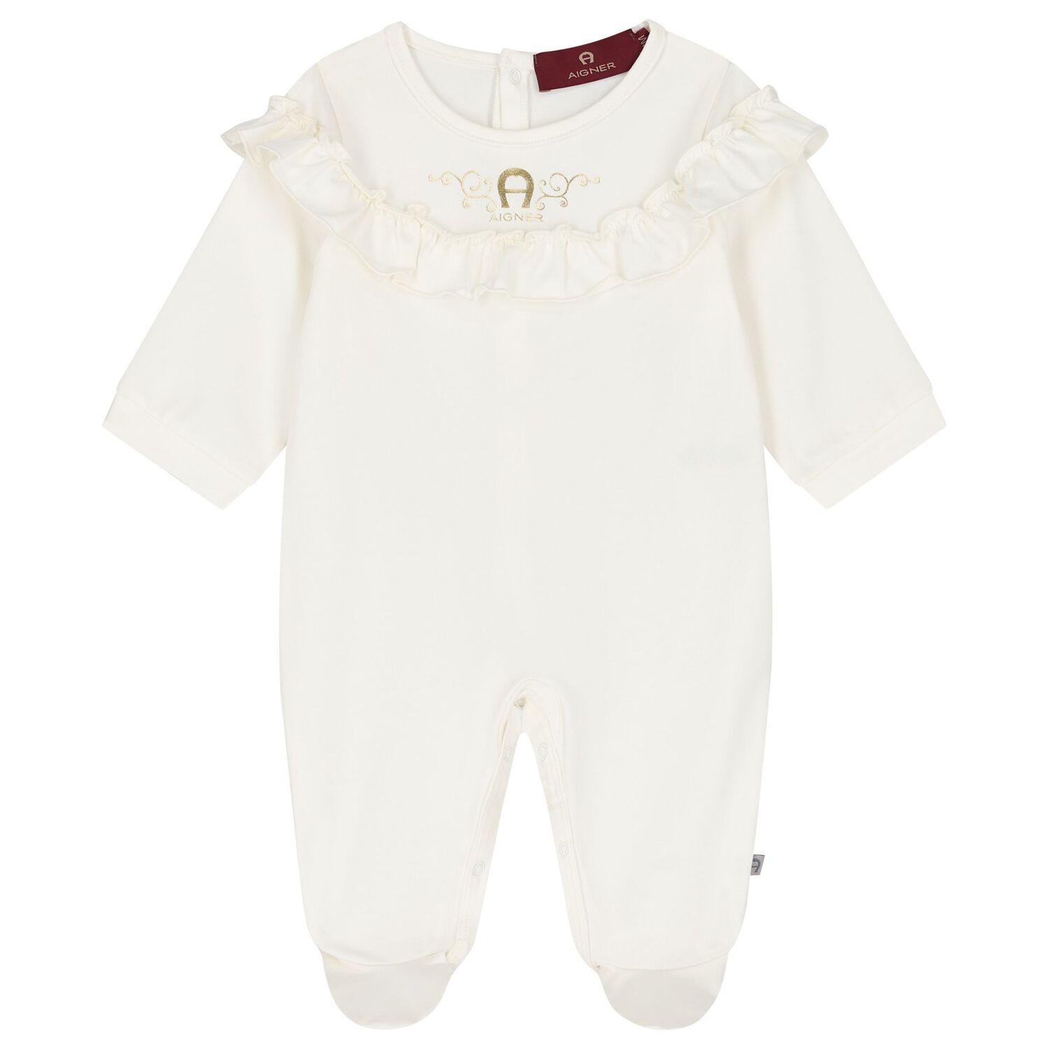 Baby Girls Ivory & Gold Logo Babygrow Gift Set, 1, hi-res