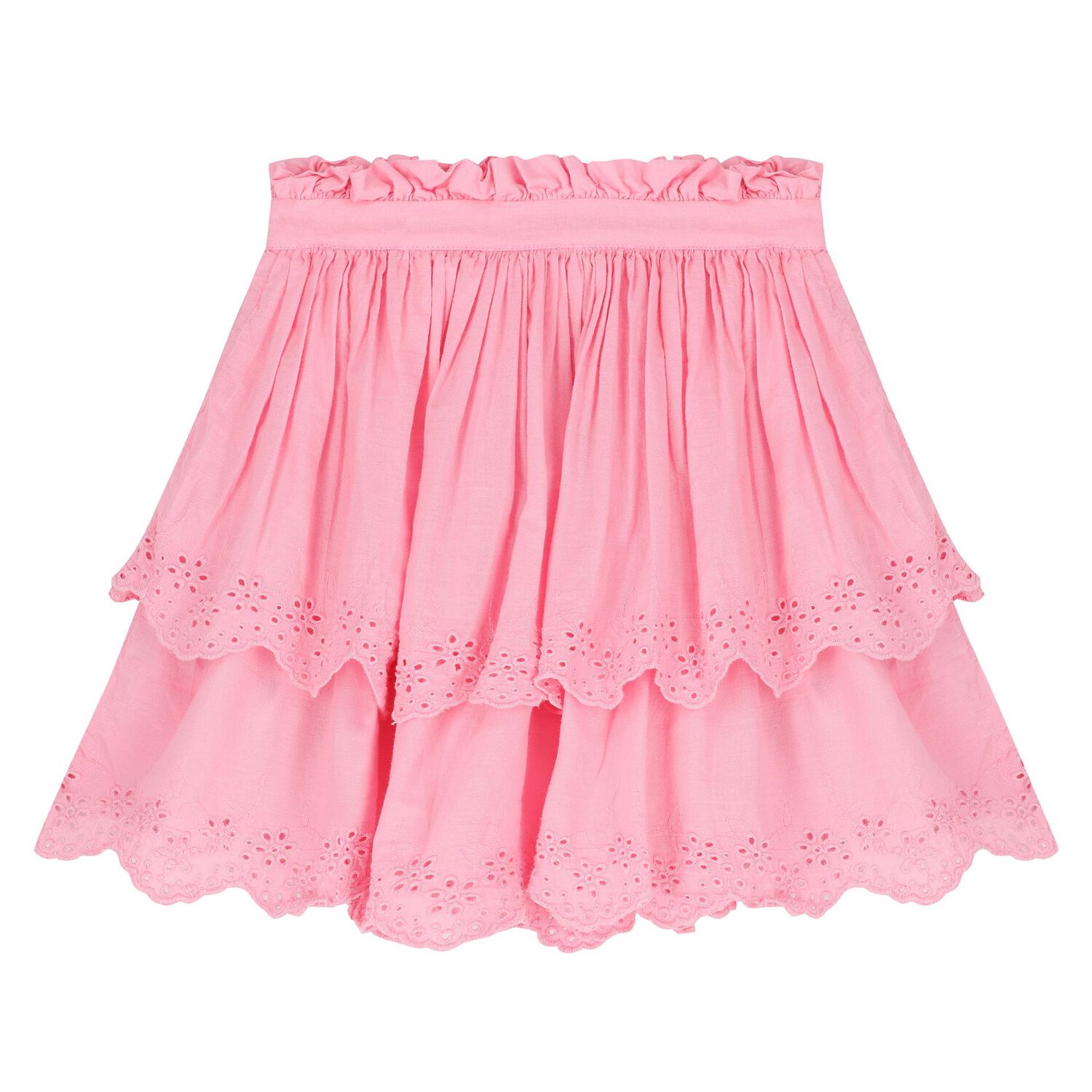 Girls Pink Broderie Anglaise Skirt, 2, hi-res image number null