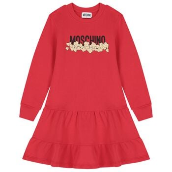 Girls Red Popcorn Logo Dress