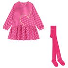 Girls Pink Gingham Dress Set, 1, hi-res