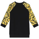 Girls Black & Gold Barocco Medusa Sweatshirt Dress, 1, hi-res