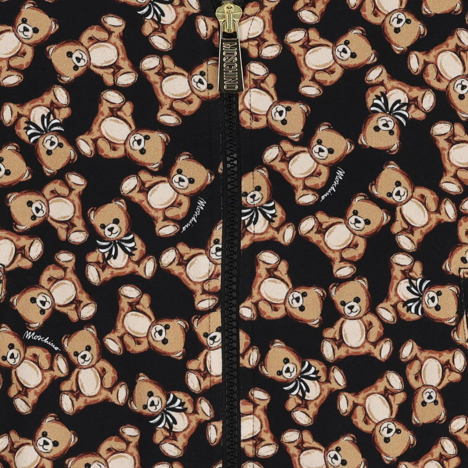 Girls Black Teddy Bear Hooded Zip Up Top, 1, hi-res image number null