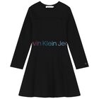Girls Black Logo Dress, 2, hi-res