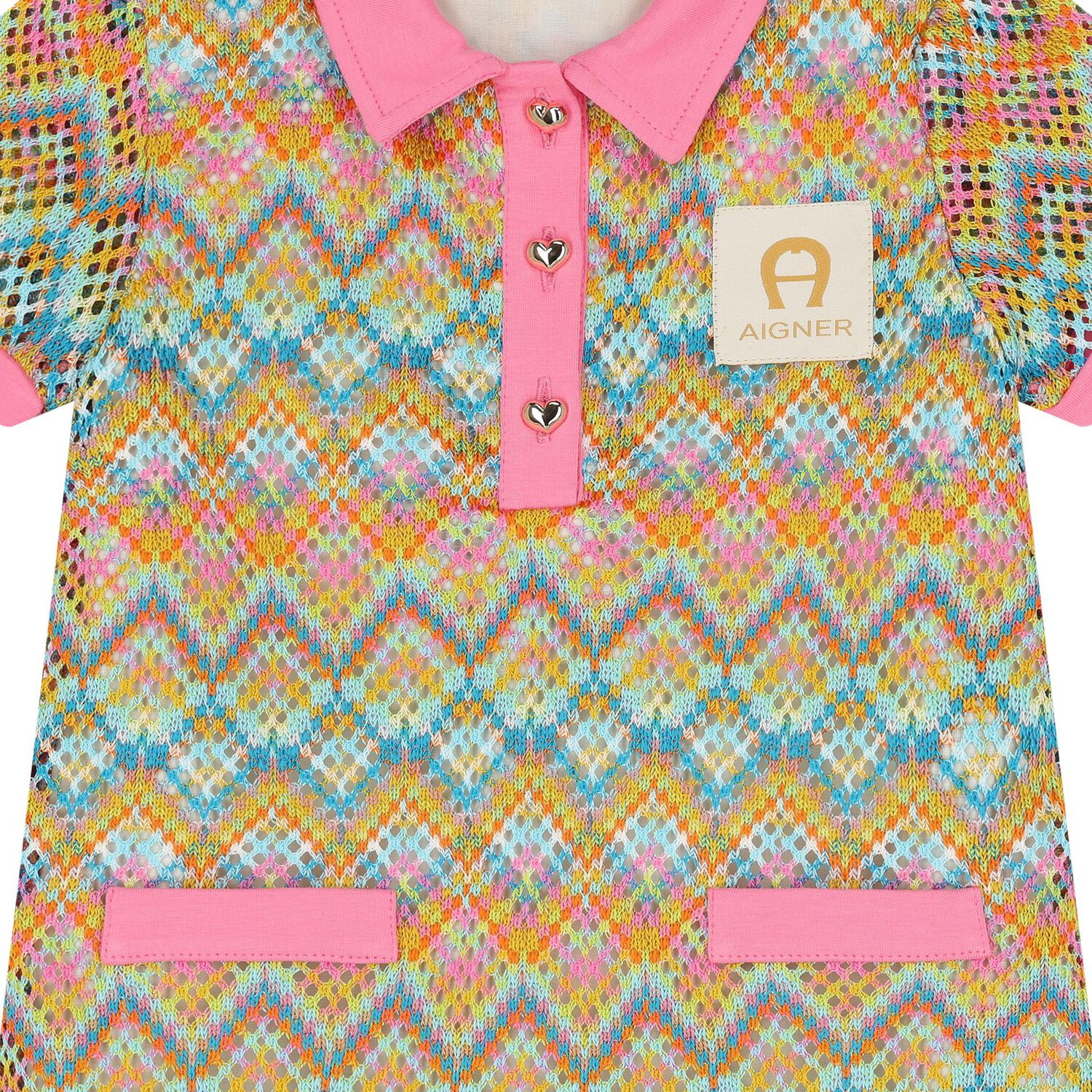 Younger Girls Multi-Coloured Logo Dress, 1, hi-res