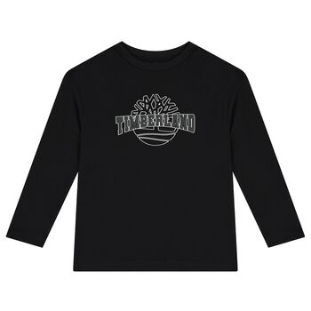 Boys Black Logo Long Sleeve Top