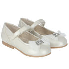 Younger Girls White Bow Ballerina Shoes, 2, hi-res