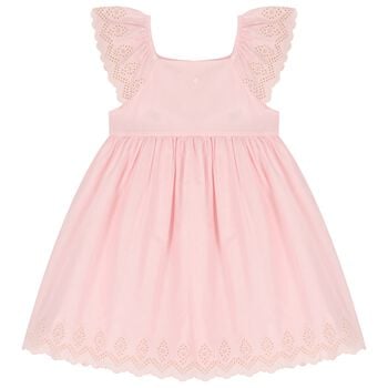 فستان مطرز للبنات باللون الوردى 