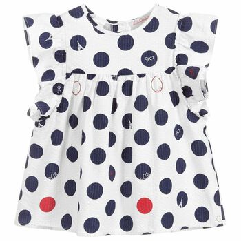 Girls White Polka-Dot Blouse