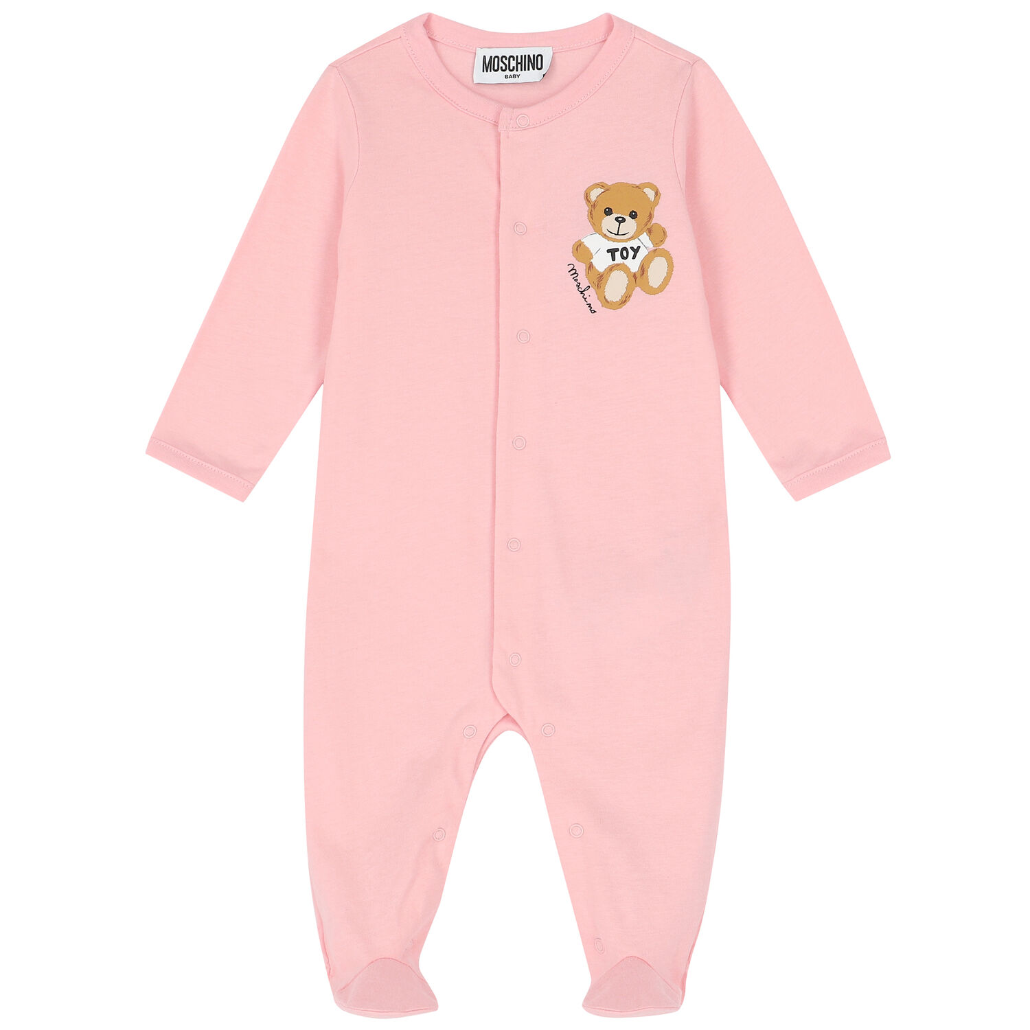 Pink Teddy Logo Babygrow, 3, hi-res