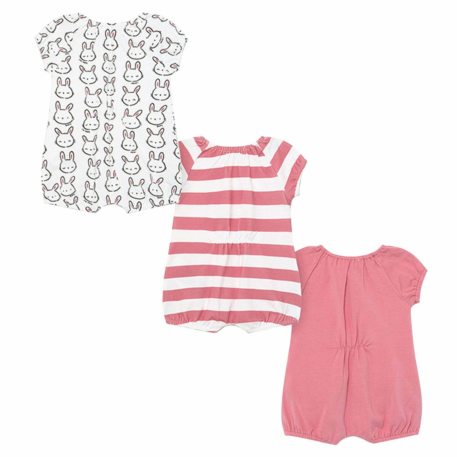 Girls Pink & White Rompers (3 Pack), 1, hi-res image number null